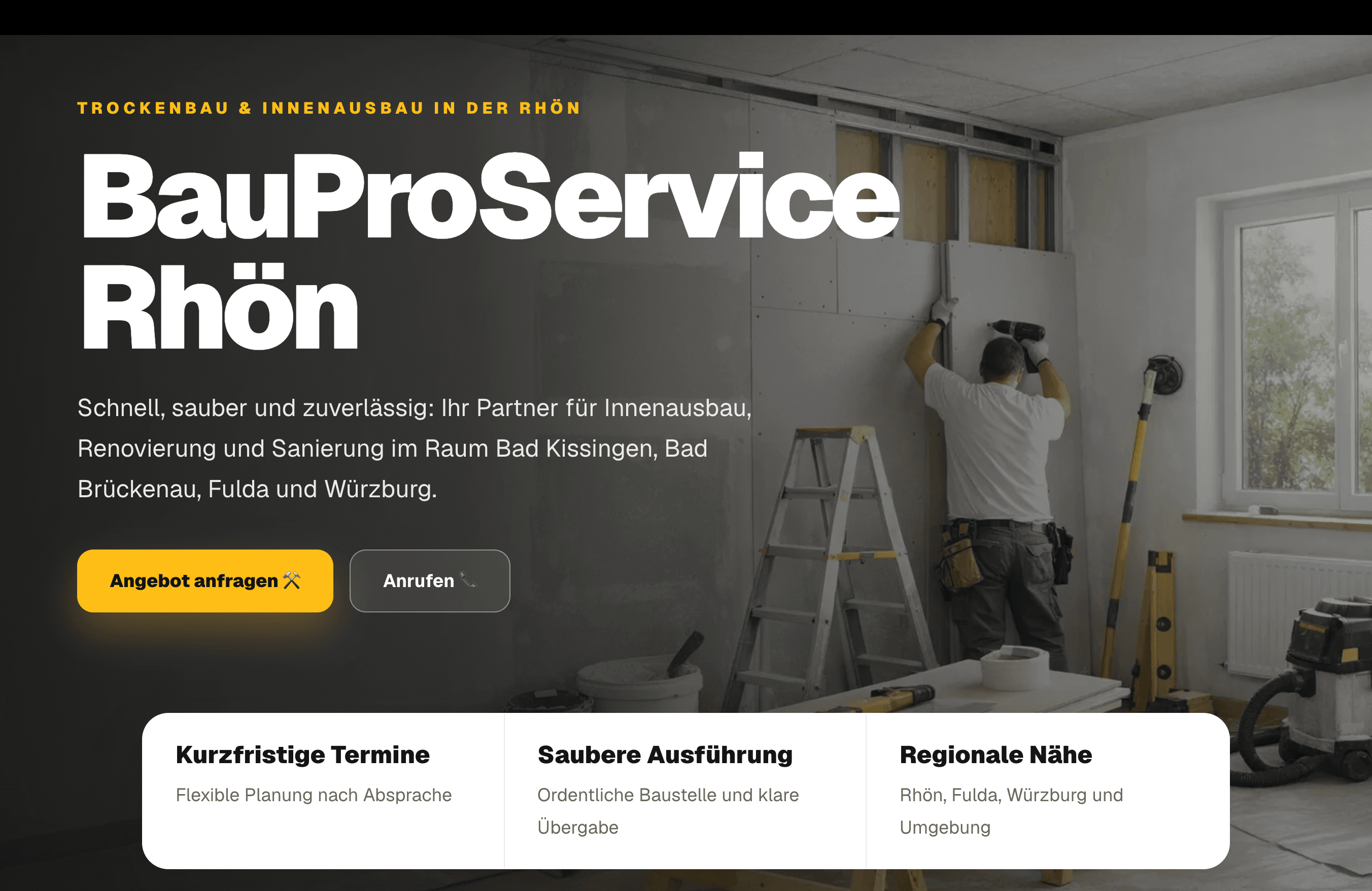 Webdesign Projekt BauProService Rhön